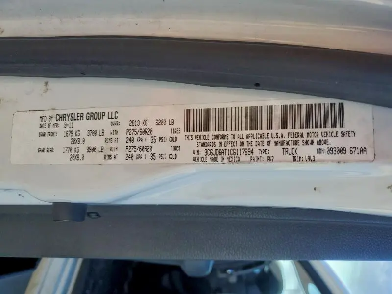 2012 DODGE RAM 1500 ST  