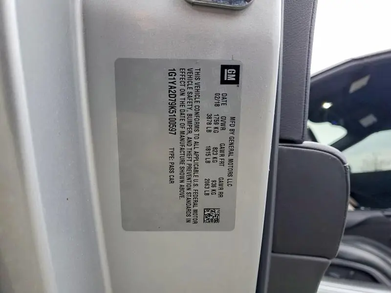 2019 CHEVROLET CORVETTE STINGRAY 1LT  