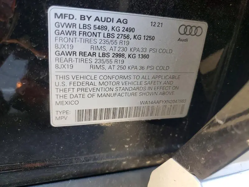 2022 AUDI Q5 SPORTBACK PREMIUM 45  