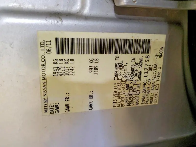 2012 NISSAN ALTIMA 2.5  