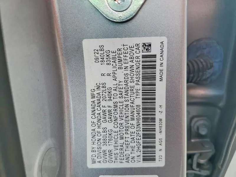 2022 HONDA CIVIC SPORT  