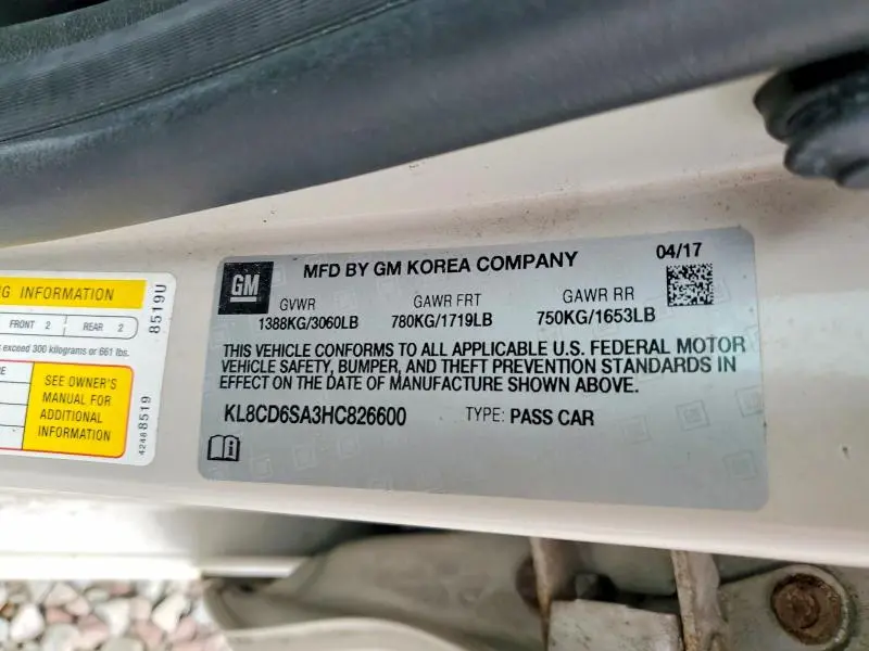 2017 CHEVROLET SPARK 1LT  