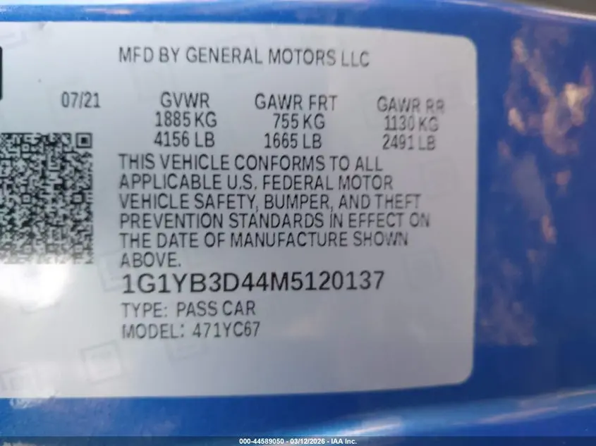 2021 CHEVROLET CORVETTE STINGRAY RWD  2LT