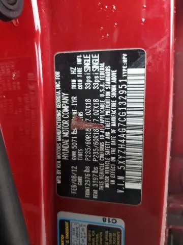 2012 HYUNDAI SANTA FE SE  