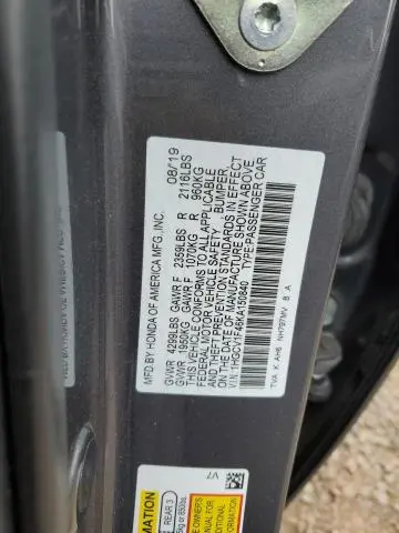 2019 HONDA ACCORD EX