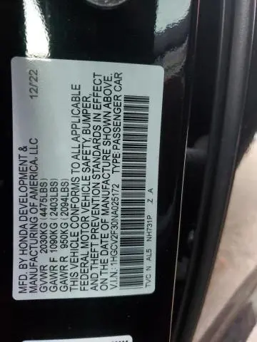 2022 HONDA ACCORD SPORT