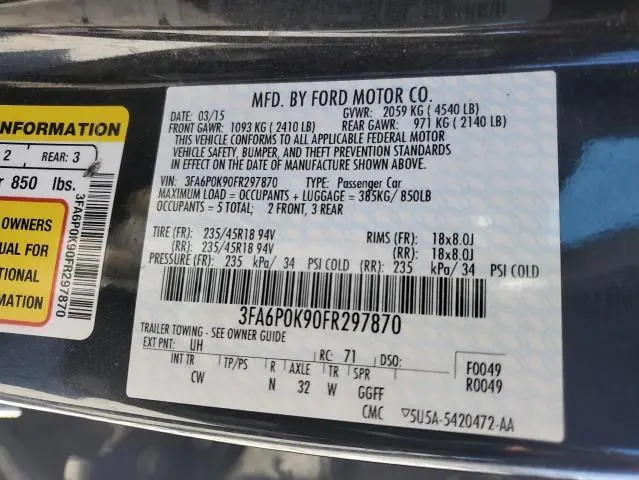 2015 FORD FUSION TITANIUM  