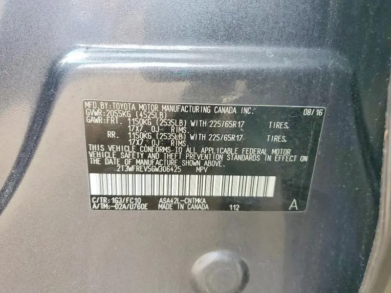 2016 TOYOTA RAV4 XLE  