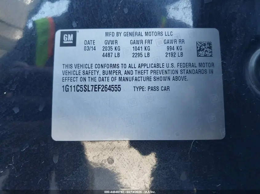 2014 CHEVROLET MALIBU 1LT
