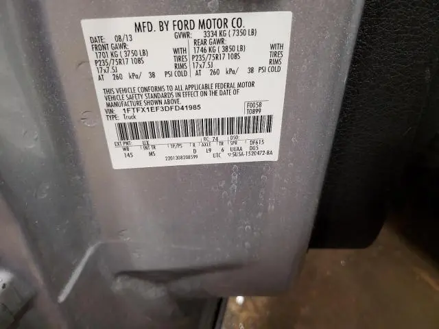 2013 FORD F150 SUPER CAB  