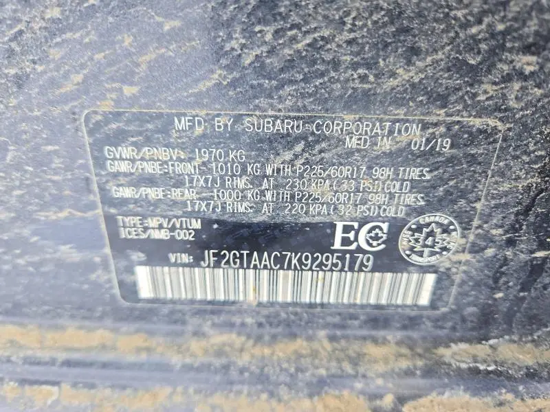 2019 SUBARU CROSSTREK   