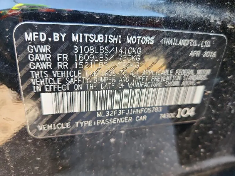 2017 MITSUBISHI MIRAGE G4 ES  