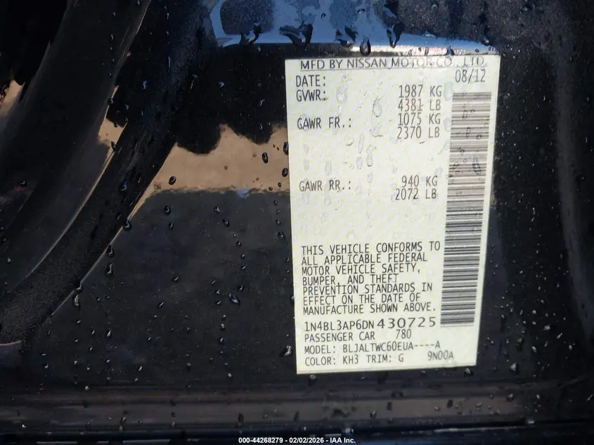 2013 NISSAN ALTIMA 3.5 SV