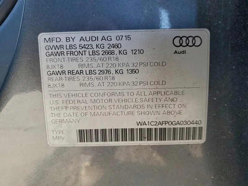 2016 AUDI Q5 PREMIUM  