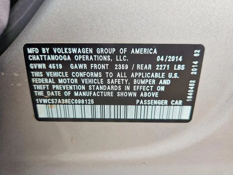 2014 VOLKSWAGEN PASSAT SEL  