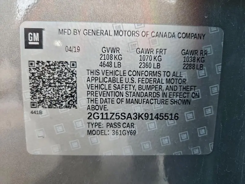 2019 CHEVROLET IMPALA LT  