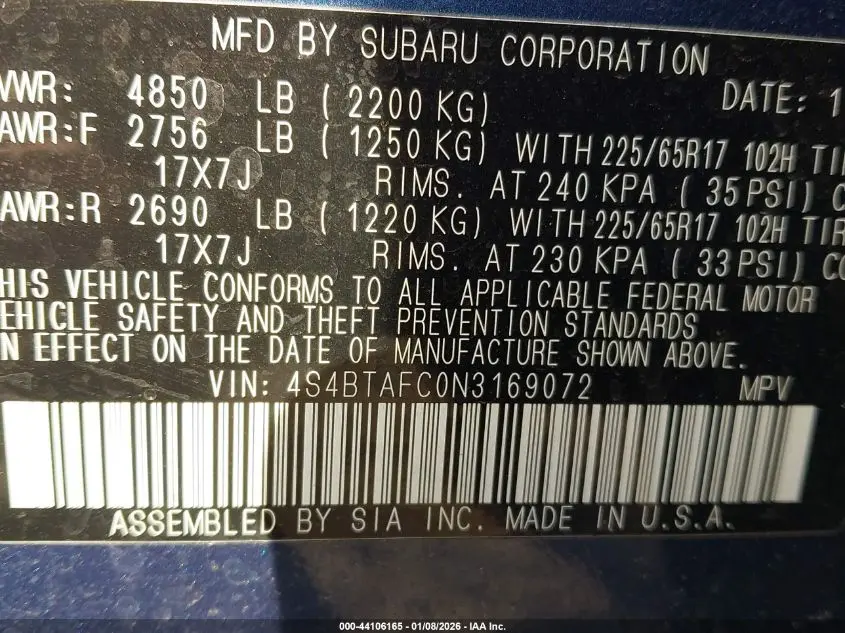 2022 SUBARU OUTBACK PREMIUM