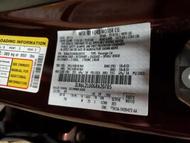 2016 LINCOLN MKZ HYBRID  