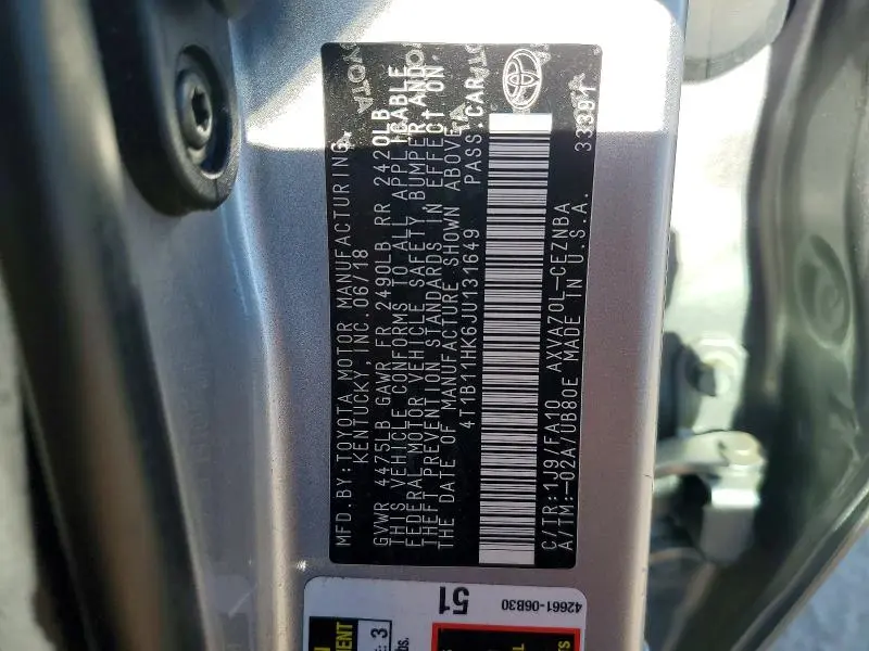 2018 TOYOTA CAMRY LE  