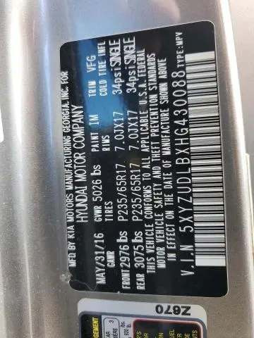 2017 HYUNDAI SANTA FE SPORT   