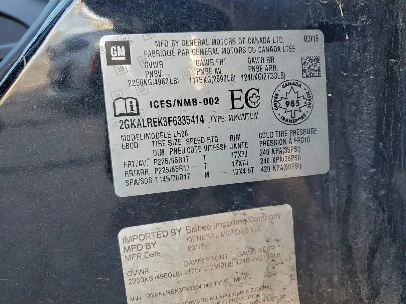 2015 GMC TERRAIN SLE  