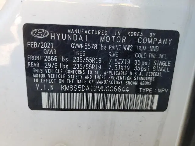 2021 HYUNDAI SANTA FE LIMITED  