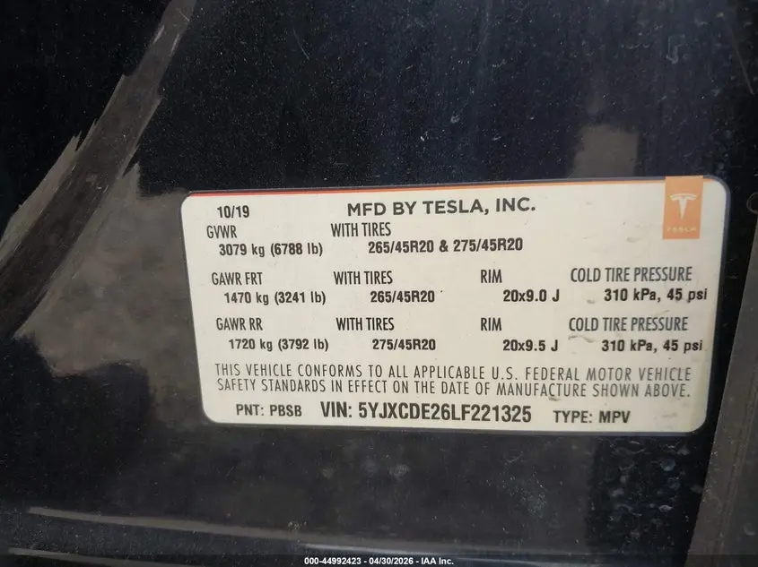 2020 TESLA MODEL X LONG RANGE DUAL MOTOR ALL-WHEEL DRIVE/LONG RANGE PLUS DUAL MOTOR ALL-WHEEL DRIVE