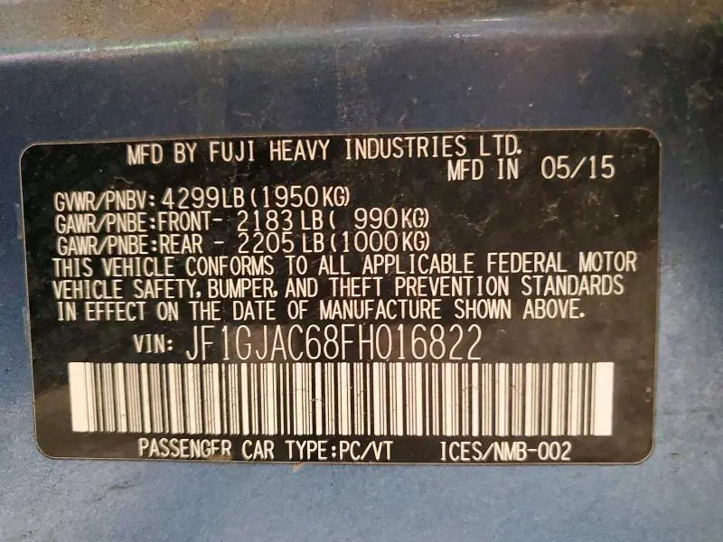 2015 SUBARU IMPREZA PREMIUM  