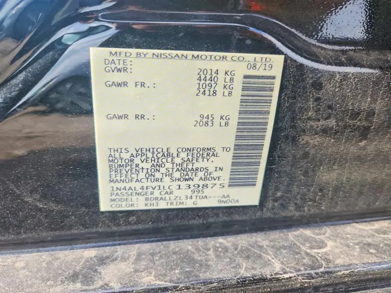 2020 NISSAN ALTIMA PLATINUM  