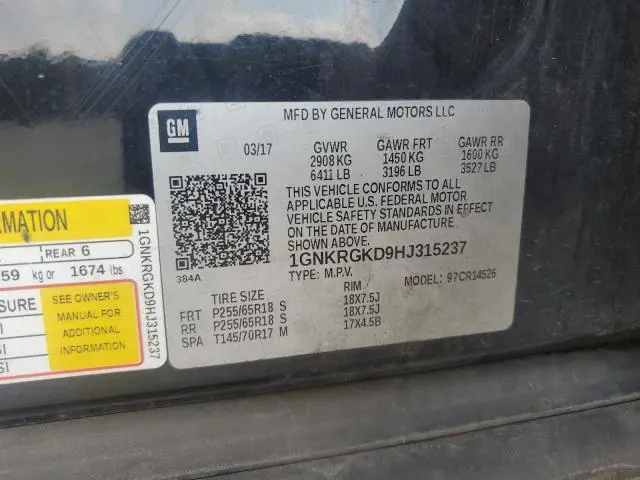 2017 CHEVROLET TRAVERSE LT  