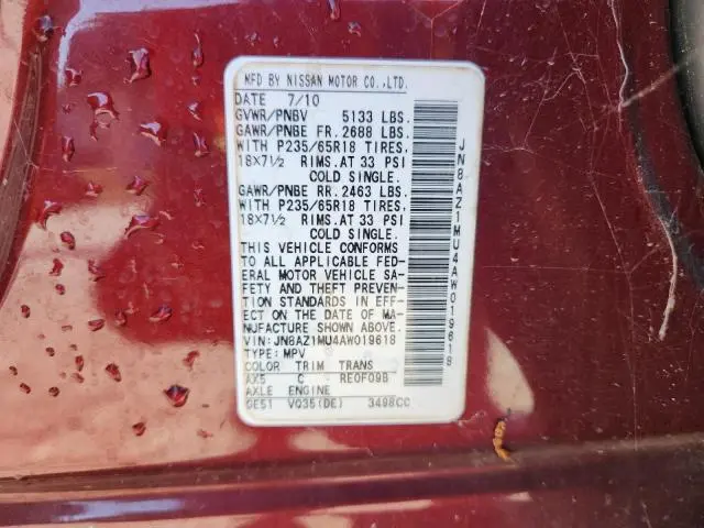 2010 NISSAN MURANO S  