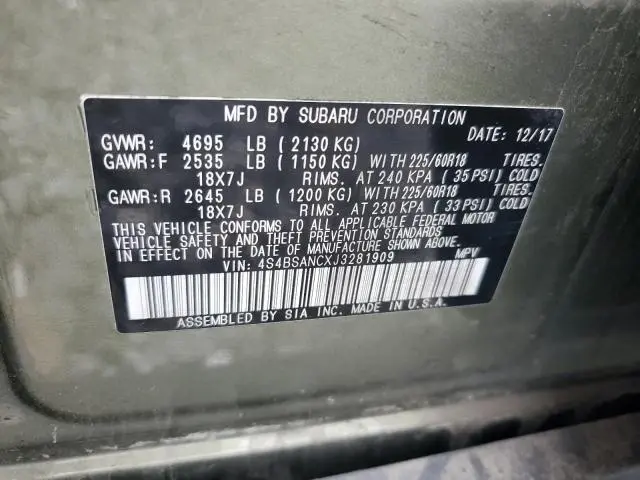2018 SUBARU OUTBACK 2.5I LIMITED  
