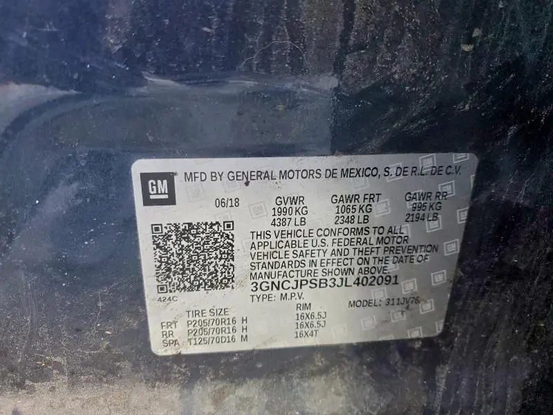 2018 CHEVROLET TRAX 1LT  