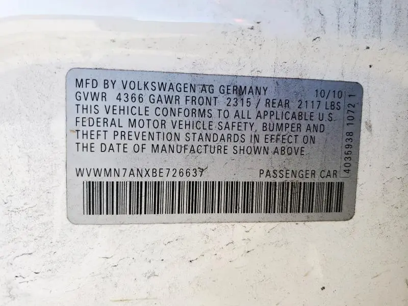 2011 VOLKSWAGEN CC SPORT  