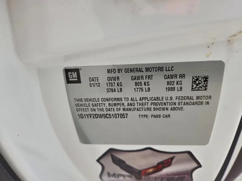 2012 CHEVROLET CORVETTE   