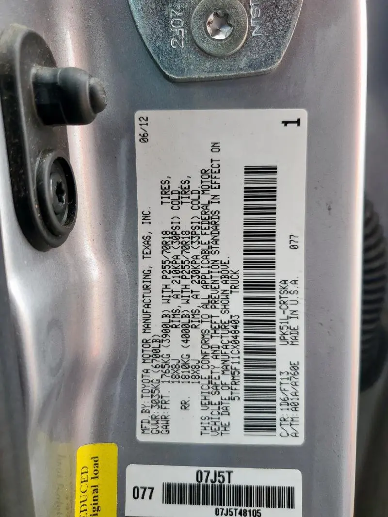2012 TOYOTA TUNDRA DOUBLE CAB SR5  