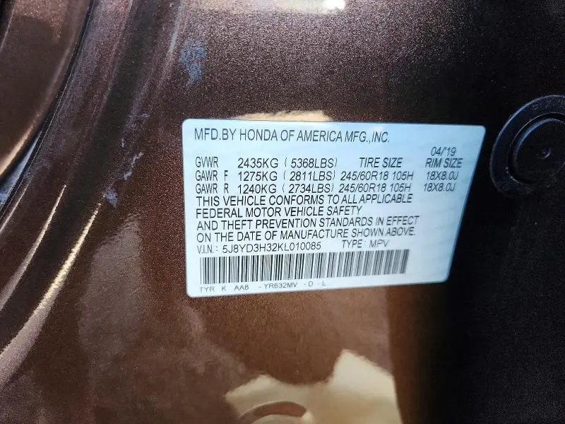 2019 ACURA MDX   