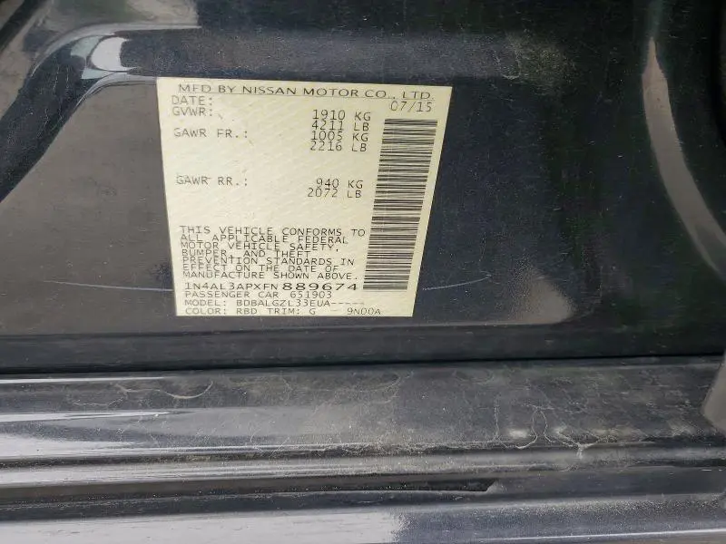 2015 NISSAN ALTIMA 2.5  