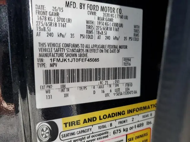 2015 FORD EXPEDITION EL XLT  