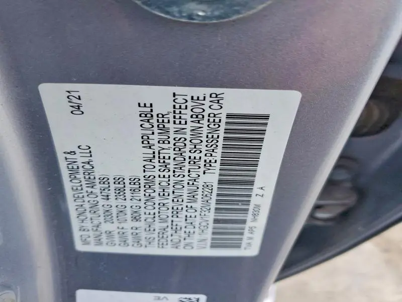 2021 HONDA ACCORD SPORT  