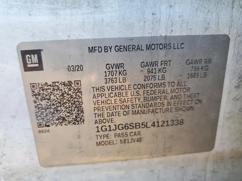 2020 CHEVROLET SONIC   