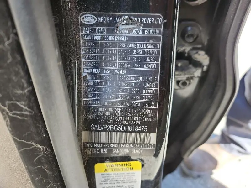 2013 LAND ROVER RANGE ROVER EVOQUE PURE PLUS  