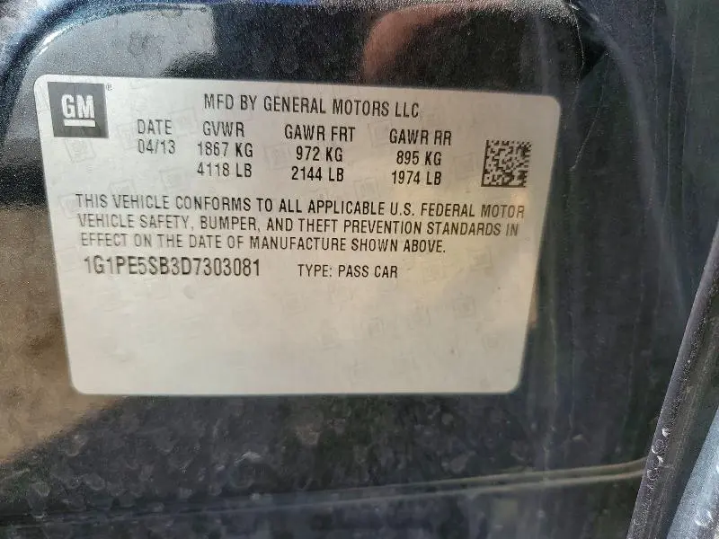 2013 CHEVROLET CRUZE LT  