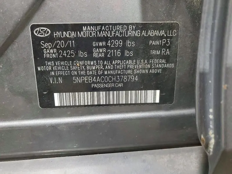 2012 HYUNDAI SONATA GLS  