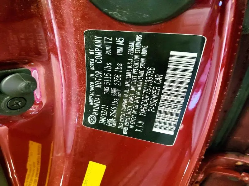 2011 HYUNDAI GENESIS 4.6L  