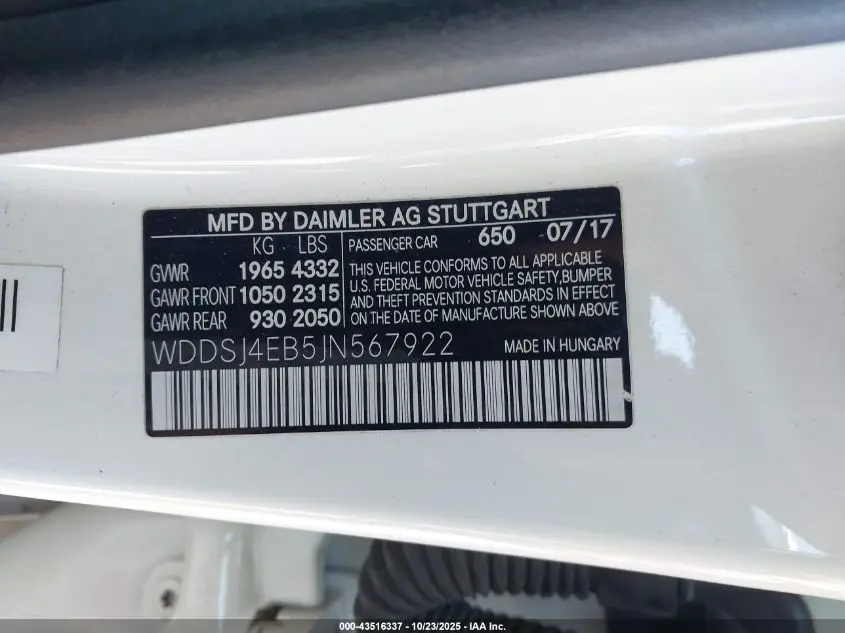 2018 MERCEDES-BENZ CLA 250  