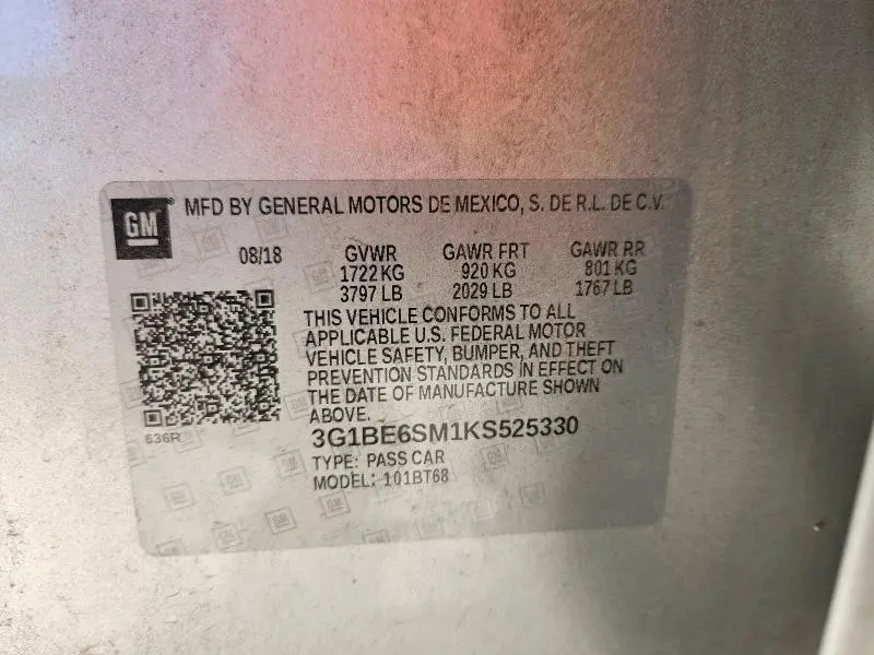 2019 CHEVROLET CRUZE LT  