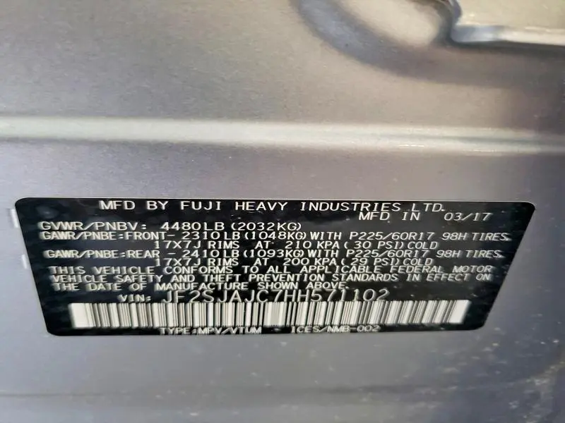 2017 SUBARU FORESTER 2.5I LIMITED  