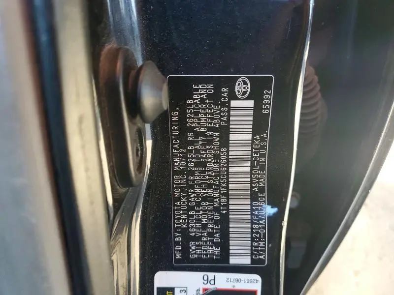 2012 TOYOTA CAMRY BASE  