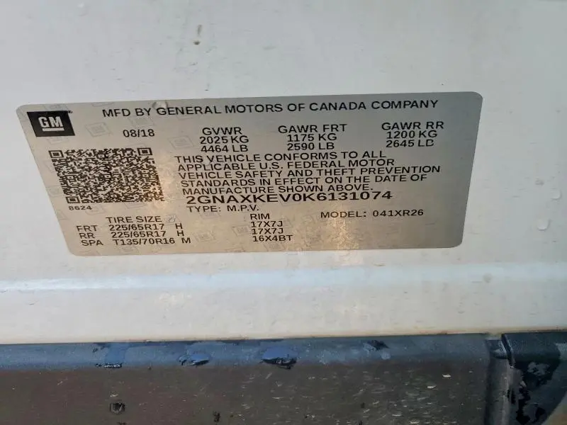 2019 CHEVROLET EQUINOX LT  